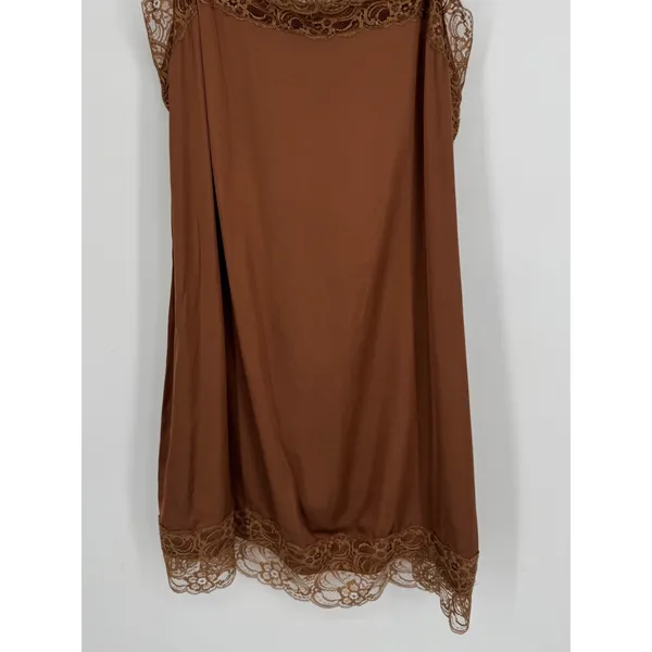 Aerie‎ Satin Lace Trim Slip Dress XL Brown Coquette Cottagecore Boho Feminine - Image 4