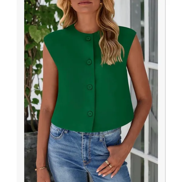 PRETTYGARDEN NEW Green Dressy Career Suit Vest Blazer 2X - Image 4