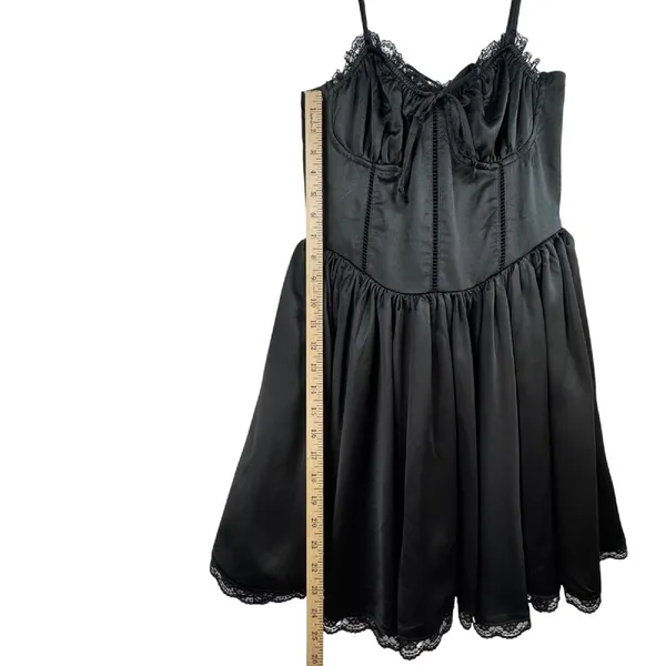 Whimsigoth Sexy Black Mini‎ Dress Lace Corset Party Dress Sz M Witchy Fairy Goth - Image 8