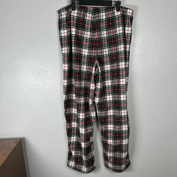 Lauren Ralph Lauren Fleece Pajama Set Womens XL Red Green Plaid Sleepwear‎ Logo - Image 7