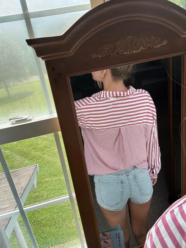 striped long sleeve blouse Red - Image 2
