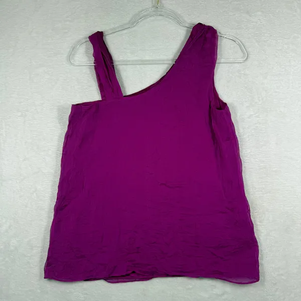 Alice + Olivia Magenta Silk One‎ Shoulder Tank Top Crinkle Chiffon XS - Image 7