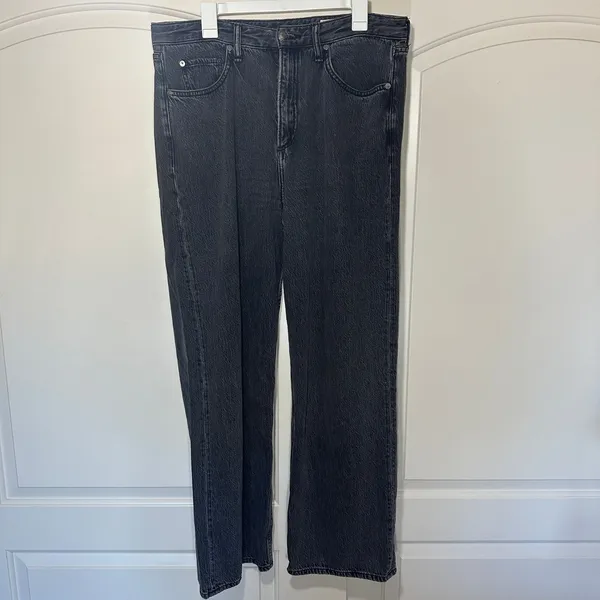 Rag & Bone Featherweight Logan Wide Leg Roya‎ Jeans Black Washed Womens 32 - Image 2
