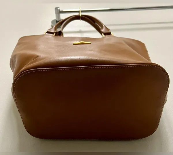 Longchamp Small Leather Tote | Brown - Image 2