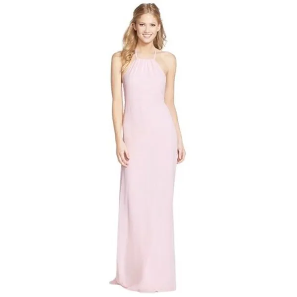 Nouvelle Amsale Jordan Open Back Chiffon Halter Bridesmaid Dress Medium - Image 2