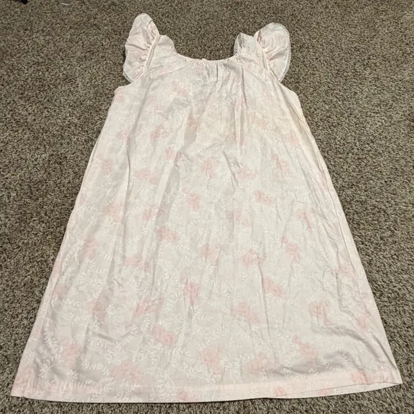 Vintage Komar Pink Floral Lace Trim Ruffle Nightgown Made in USA Medium 33155 - Image 3