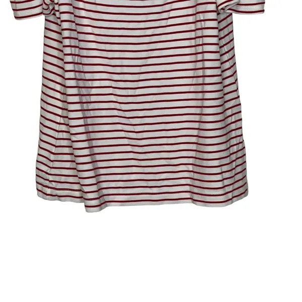 Ann Taylor Cold Shoulder T-Shirt Top Size Medium White With‎ Red Stripes Stretch - Image 5