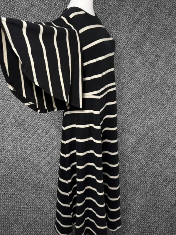 Who What Wear Black And White Striped Ruffle Sleeve Dress - Image 3
