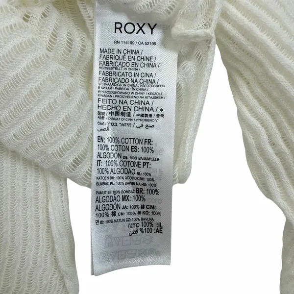 New Roxy Santa Monica Pullover Sweater White Open Knit Cotton High Low Size S - Image 8