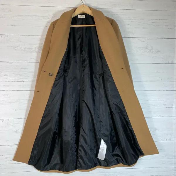 Rebel Queen camel double breasted wool blend pea coat size 42 - Image 12