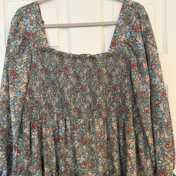 Umgee Maxi‎ Dress 2XL Floral Smocked Maternity Shoot Baby Shower Ruffle Feminine - Image 6