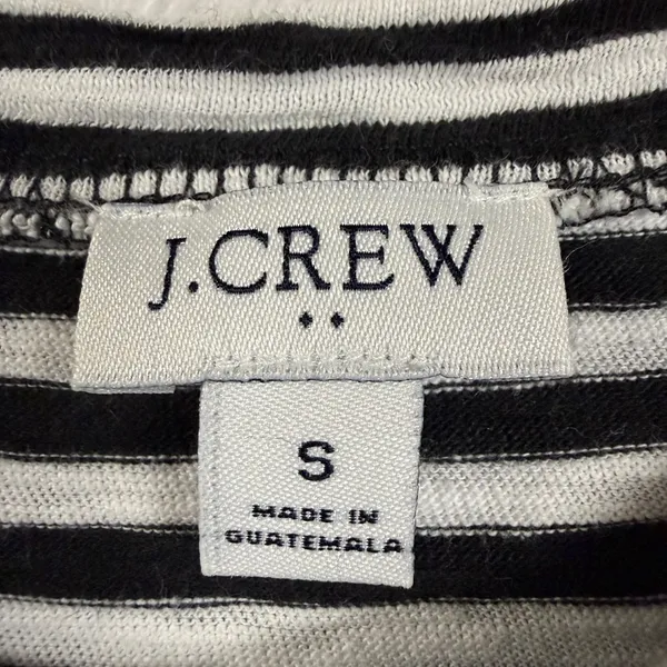 J.Crew S Black White Striped T-Shirt Dress Tie Waist‎ Short Sleeve 100% Cotton - Image 5