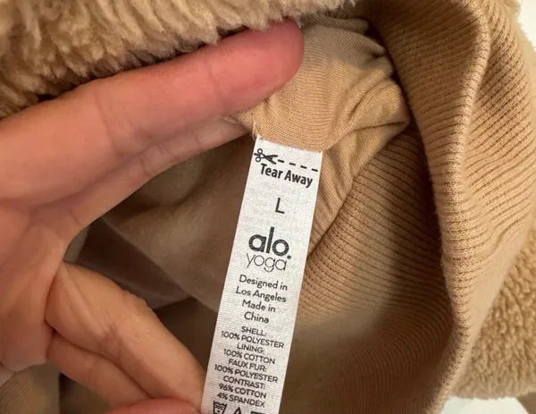Alo Yoga Sherpa Streetside Half-Zip Hoodie Camel Large - Image 7