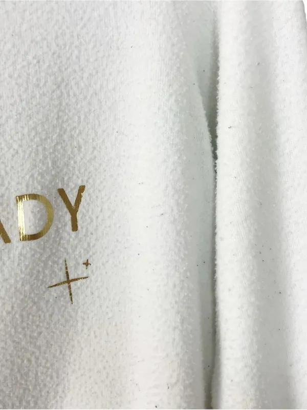 Wildfox Foxy Lady White Crewneck Fleece Sweatshirt Gold Foil Text XS Women’s - Image 5
