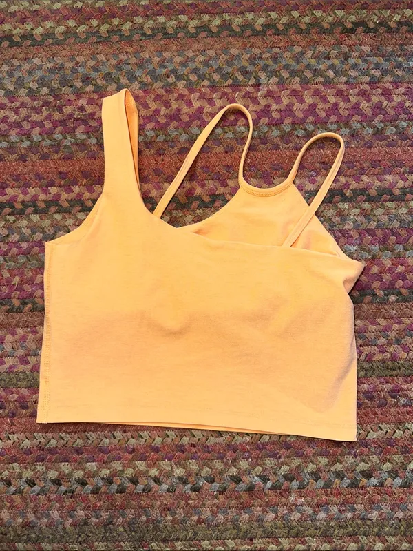 BEYOND YOGA Peach Asymmetrical One-Shoulder Crop Top - Image 3