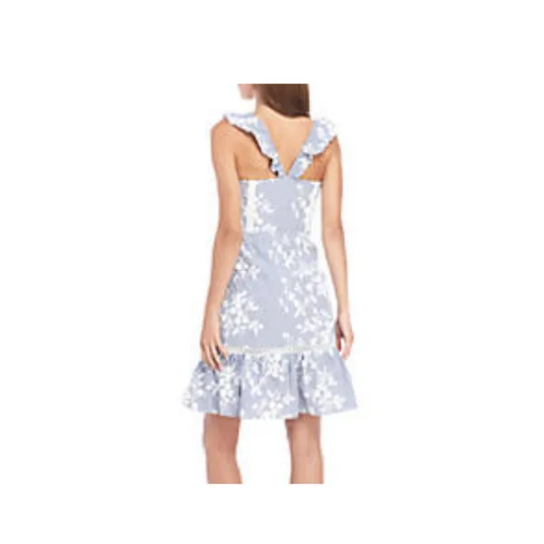 Sam Edelman Embroidered Eyelet Ruffle Sleeve Dress Size 8 - Image 3