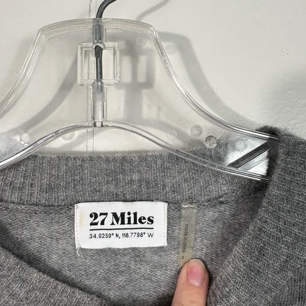27 Miles 100% Cashmere Gray Silver Metallic Star Print Knit Sweater Small S - Image 3