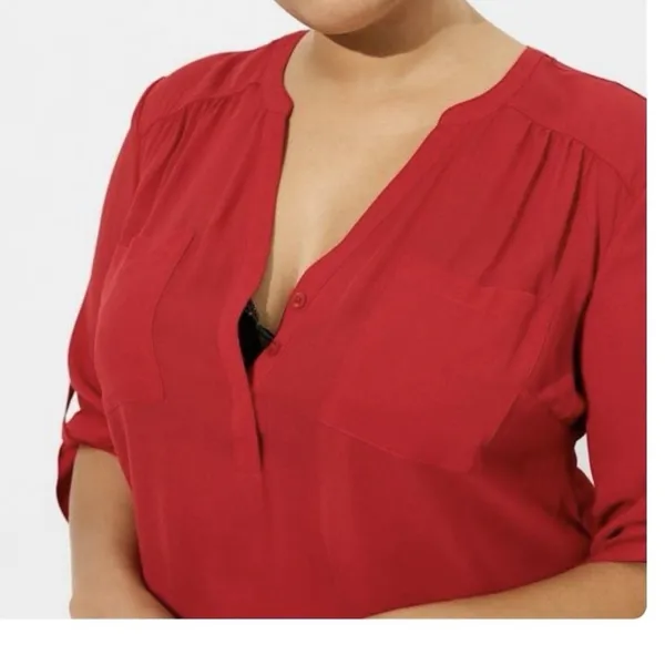 Torrid Harper Red Georgette 3/4 Sleeve Pullover Blouse Size‎ 1X Office Teacher - Image 3