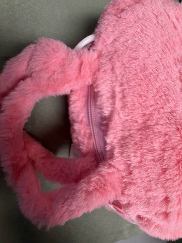 Sanrio My Melody Burger Graphic Pink Fuzzy Plush Handbag - Image 5