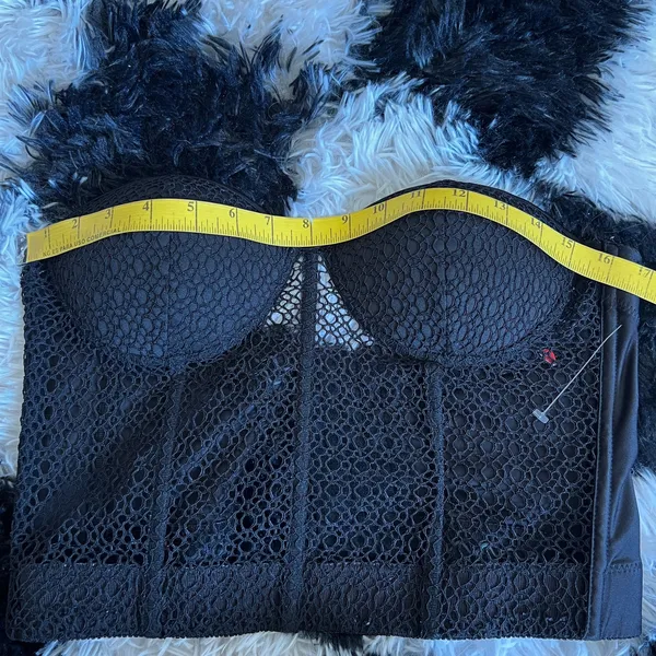 Black Mesh Corset Top, Y2K Grunge Gothic Coquette Indie‎ Sleaze Small - Image 4