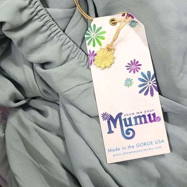Show Me Your Mumu Bridesmaid Heather Halter Dress in‎ Silver Sage Crisp Large - Image 5