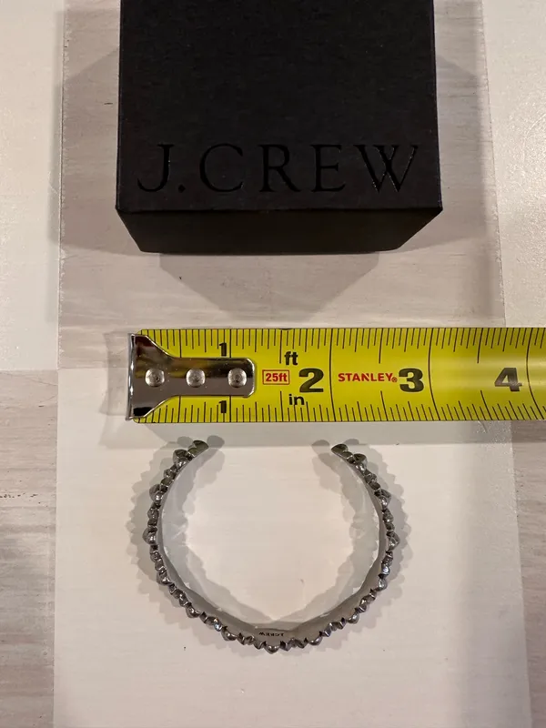 j.crew silver tone geometric floral cuff bracelet - Image 7