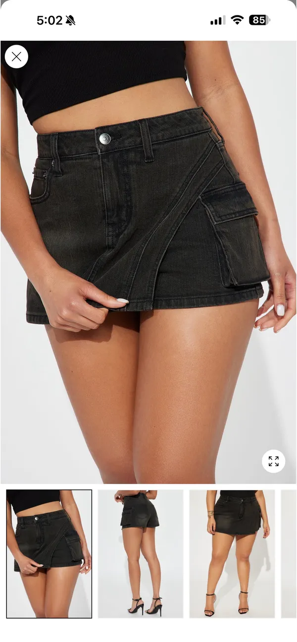 Black Wash Denim Skort - Image 3