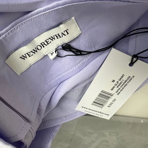 WeWoreWhat Mini Slip Skirt Satin Charmeuse Purple Minimalist Y2K Revolve M NWT - Image 9