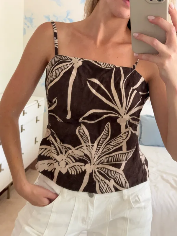 Kookai Top Brown Backless Floral - Image 3