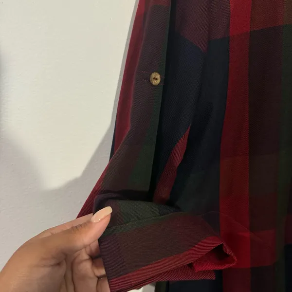 NWT Cupshe Plaid Dress Roll Tab Sleeves w/ Pockets Medium‎ Autumn Casual Holiday - Image 6