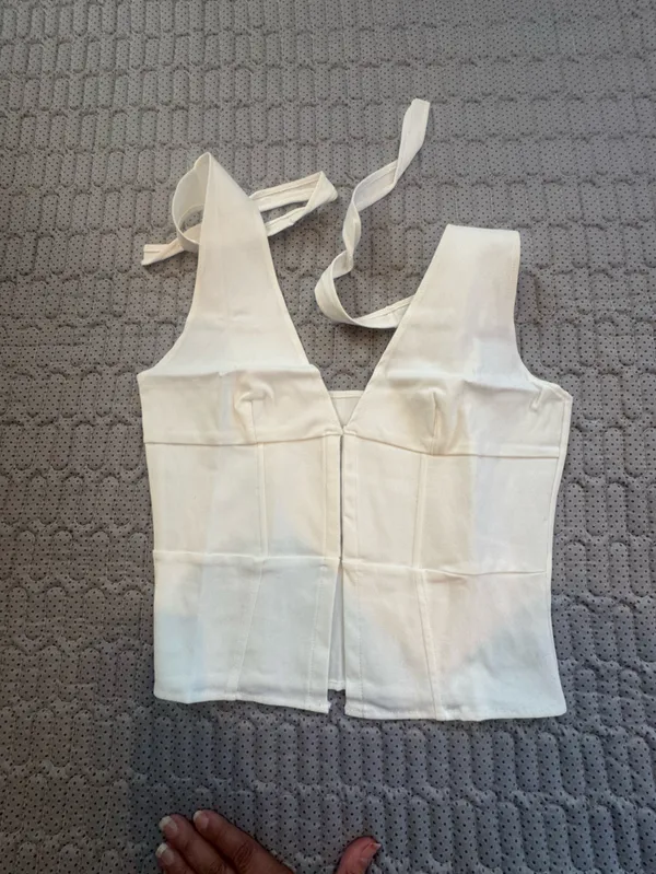 Y2K style White Halter Corset Top - Women's Stylish Bustier - Image 5