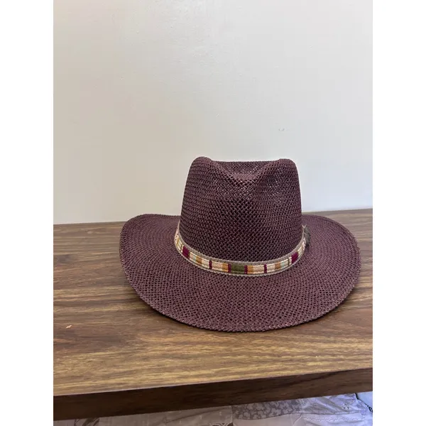 Outback Trading Co Botany Bay Plum Purple Straw Western Cowboy Hat Concho Band - Image 2