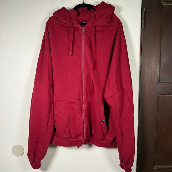 POPFLEX | Crimson Burgundy Zip Cloud Hoodie | 1X 3X - Image 2