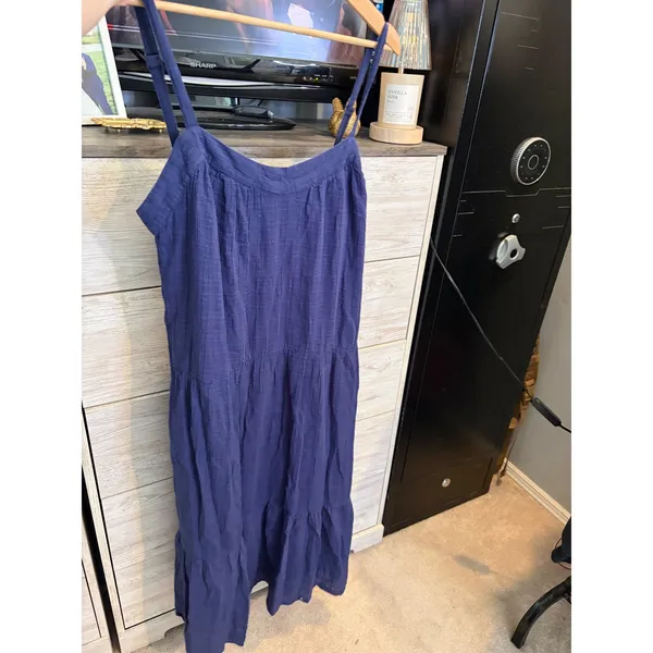 Knox Rose Navy Blue Tiered Midi Dress Sleeveless Gauze Boho XL - Image 3