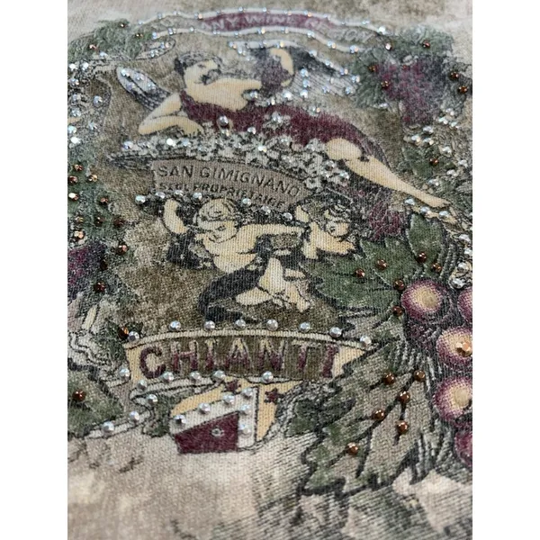 Christopher & Banks Vtg Y2K Italian Winery Scene Shirt Embellish Top USA Classic Romantic Watercolor - Image 6