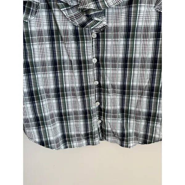Veronica Beard Plaid Ruffle Blouse Womens 6 Butto Down - Image 7
