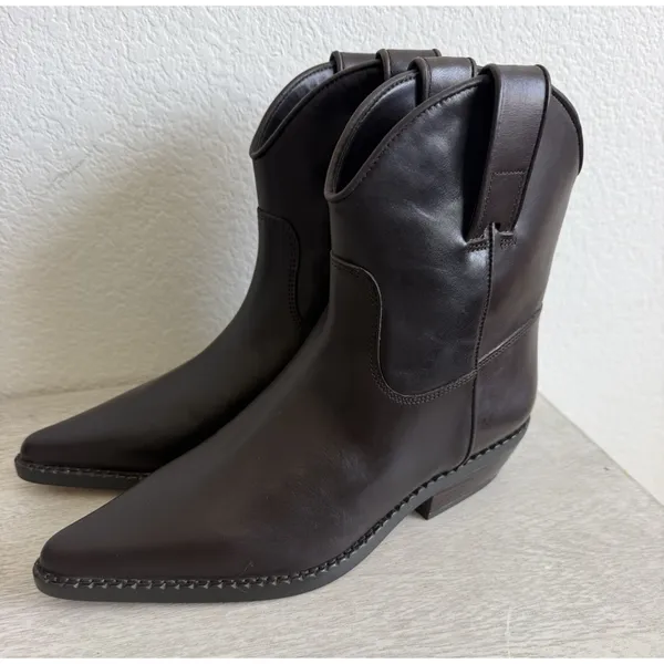 Michael Kors Noemie Women's Brown Leather Pull-On Ankle Bootie Pointed W 5.5 - Image 4