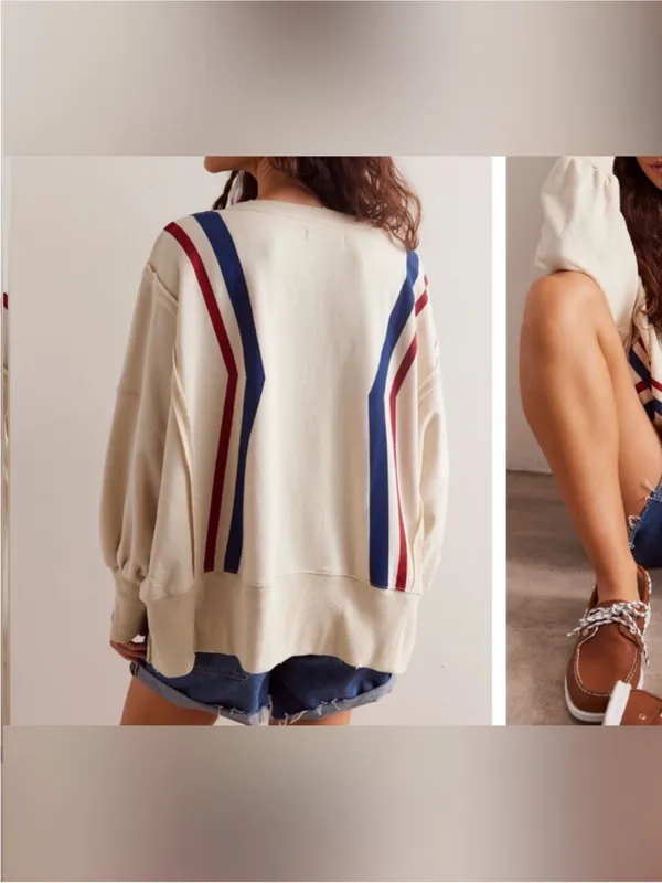 NWOT Free People We The Free Graphic Camden Sweatshirt - stars stripes - XS - Image 5