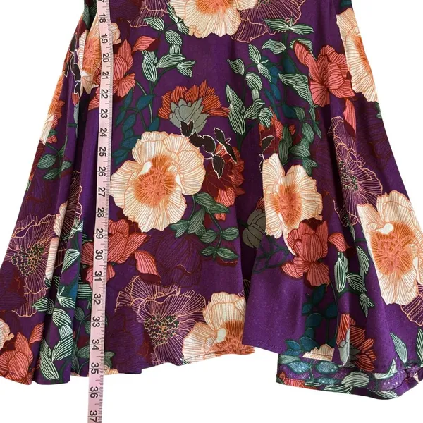 Band of the Free Aimee Purple Floral Puff Sleeve Mini Dress Women’s Size Medium - Image 7