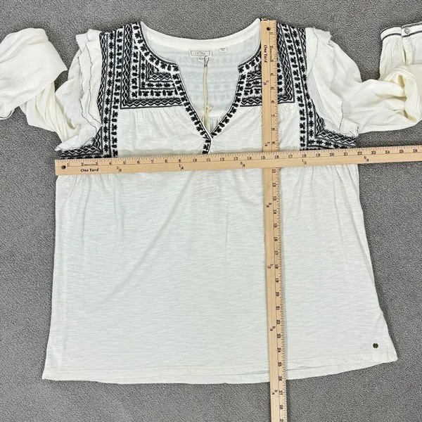 Fat‎ Face Martha Boho Embroidered V Neck Slub Knit Shirt Cream 12 Long Sleeve - Image 12