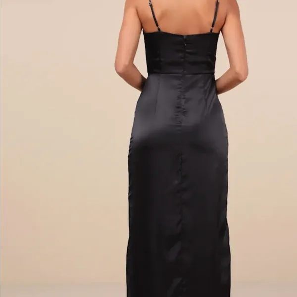 Lulu's Black Strapless Ruched Maxi Dress - Image 3