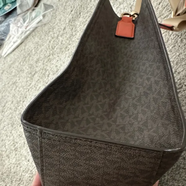 Michael Michael Kors Brown Tote with Orange Trim and Logo Print - Image 9