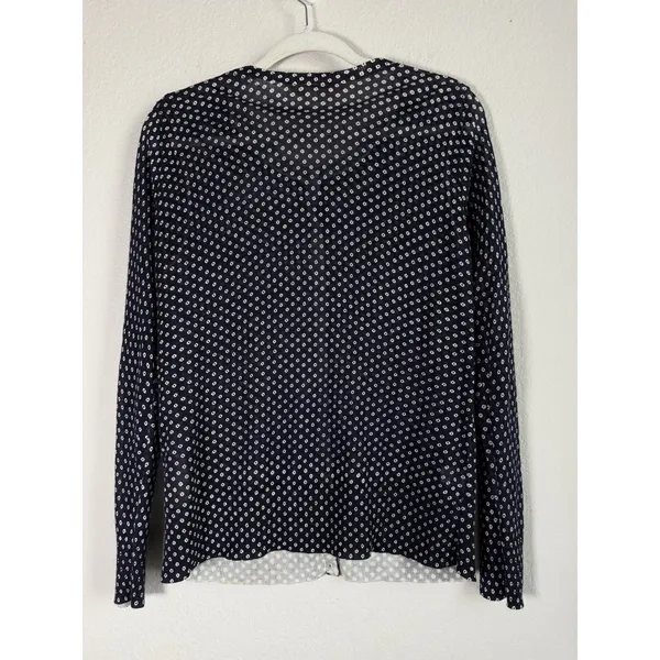 Loft Navy Polka Dots Button Up Cardigan Sweater Women's Size‎ Large Lightweight - Image 3