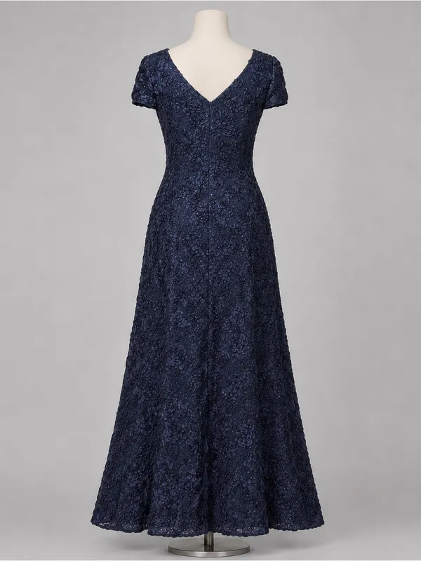 Alex Evenings Navy 3D Rosette Soutache Sequin Mother of Bride Gown Sz 10 Formal - Image 4