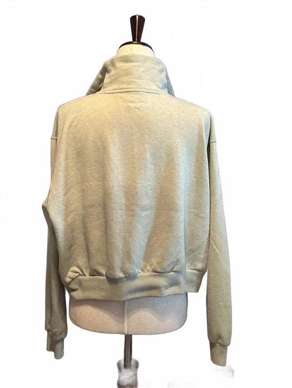 Hollister Women's Light Green Half-Zip Sweatshirt, Large - Image 2