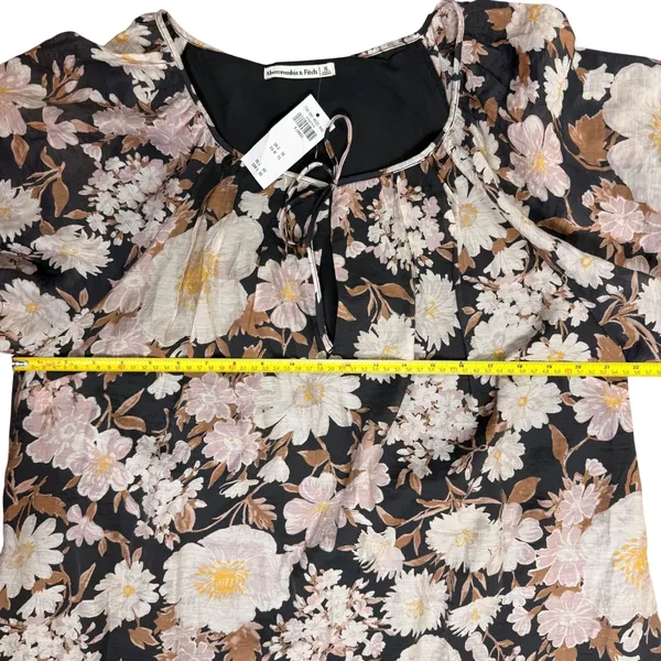 Abercrombie & Fitch Floral Floaty Trapeze Mini Dress Black Boho Tiered‎ XL NWT - Image 12