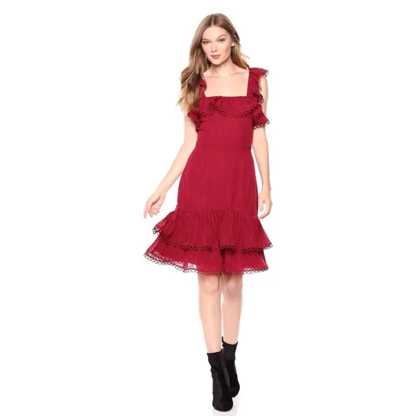 Keepsake The Label Women’s Too Close‎ Red Ruffle Sheath Mini Dress XS $190 - Image 4