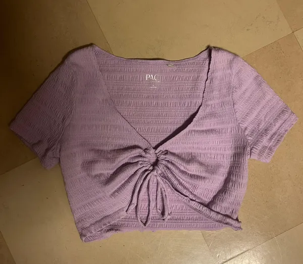 Purple Tie Front Keyhole Top - Image 4