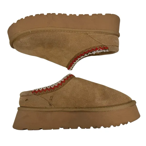 Cushionare Women’s 8.5 Kabuki Genuine Suede Platform Mule Slippers Tazz Beige‎ - Image 2