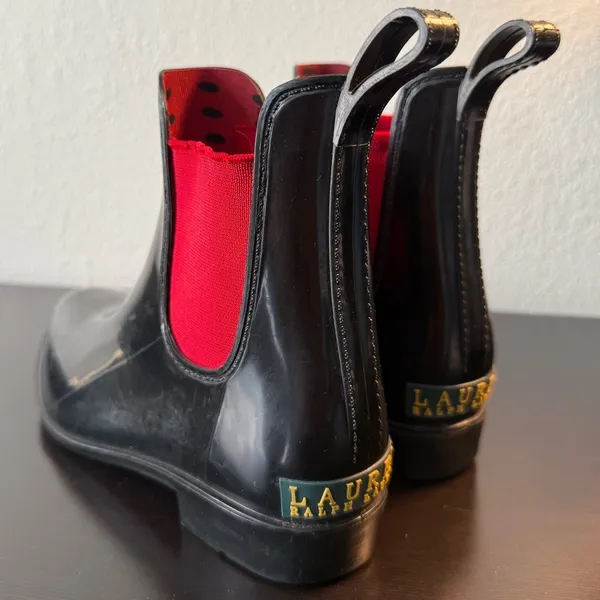Lauren Ralph Lauren Black and Red Winter Rain Boots - Image 4